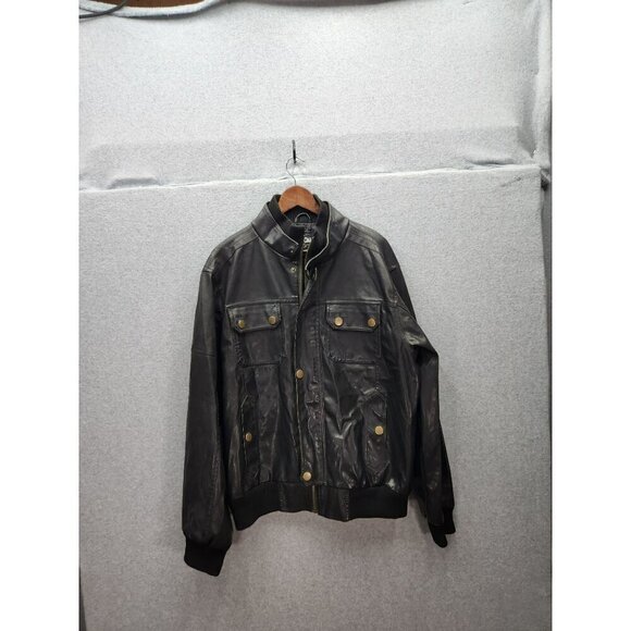 Carbon Mens Black Faux Leather Jacket XL - Picture 1 of 3